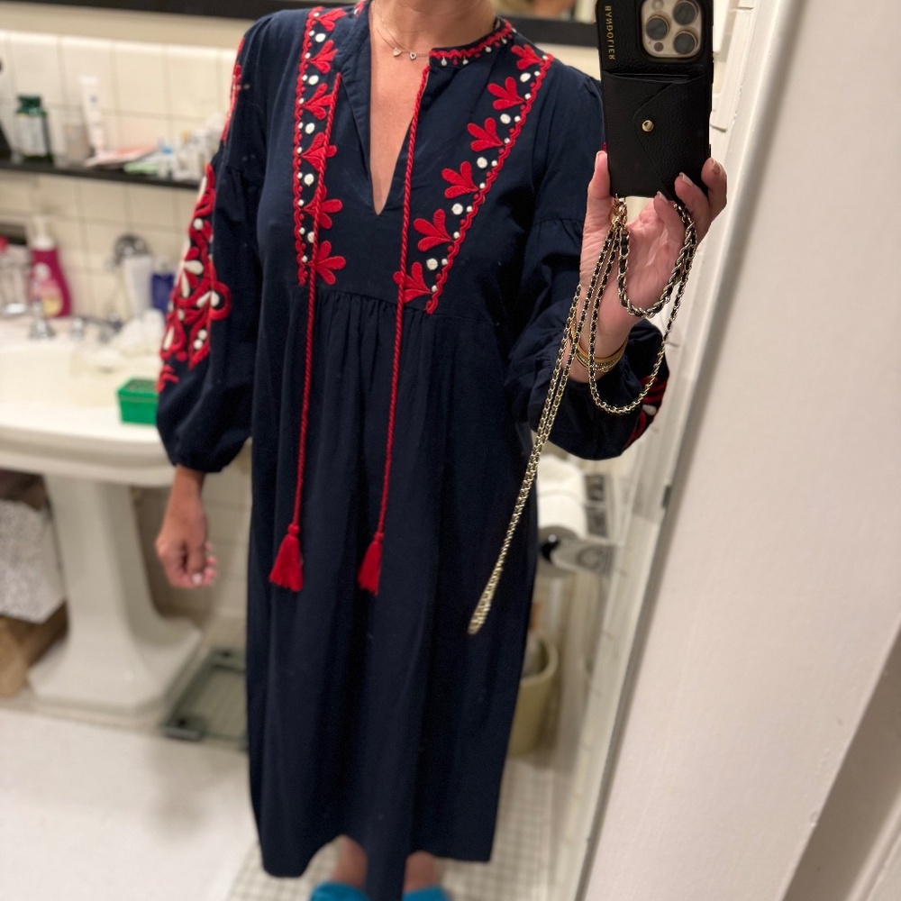 Navy embroidered dress